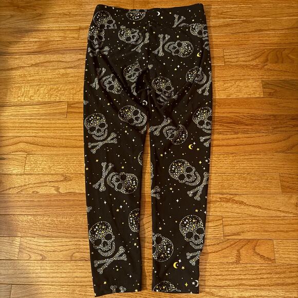 High-Waisted Black Celestial Skull & Crossbones Leggings -L - Picture 5 of 8